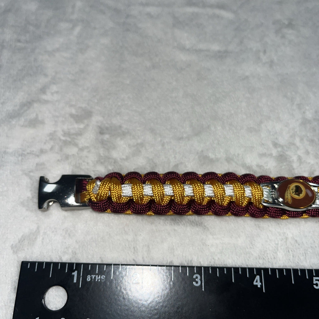Redskins Bracelet Handmade Shoe String Burgundy And Gold Logo Center Metal Clasp