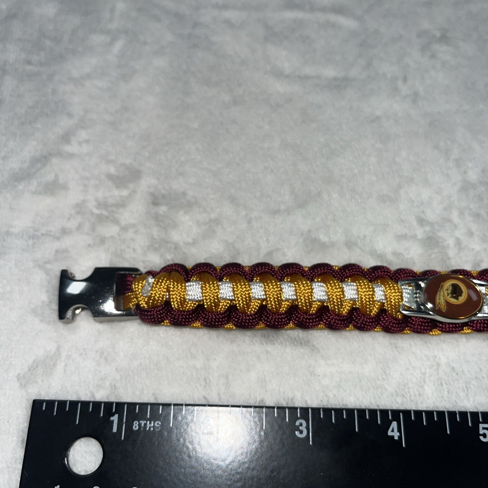 Redskins Bracelet Handmade Shoe String Burgundy And Gold Logo Center Metal Clasp