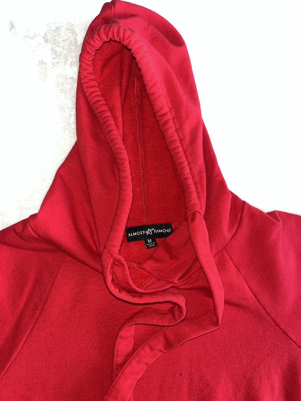 Almost Famous Women’s Hoody Dress Long Sleeve M Red Cotton Fleece 