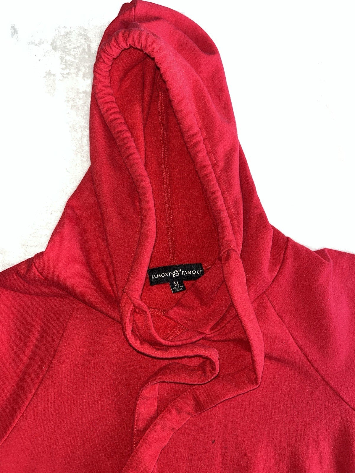 Almost Famous Women’s Hoody Dress Long Sleeve M Red Cotton Fleece 