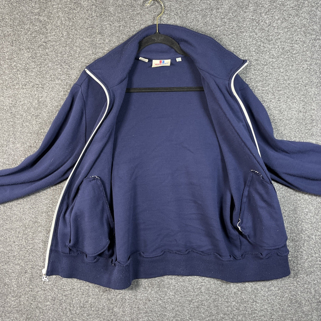 Vintage White Stag tennis sweater zip up two pockets blue medium men’s