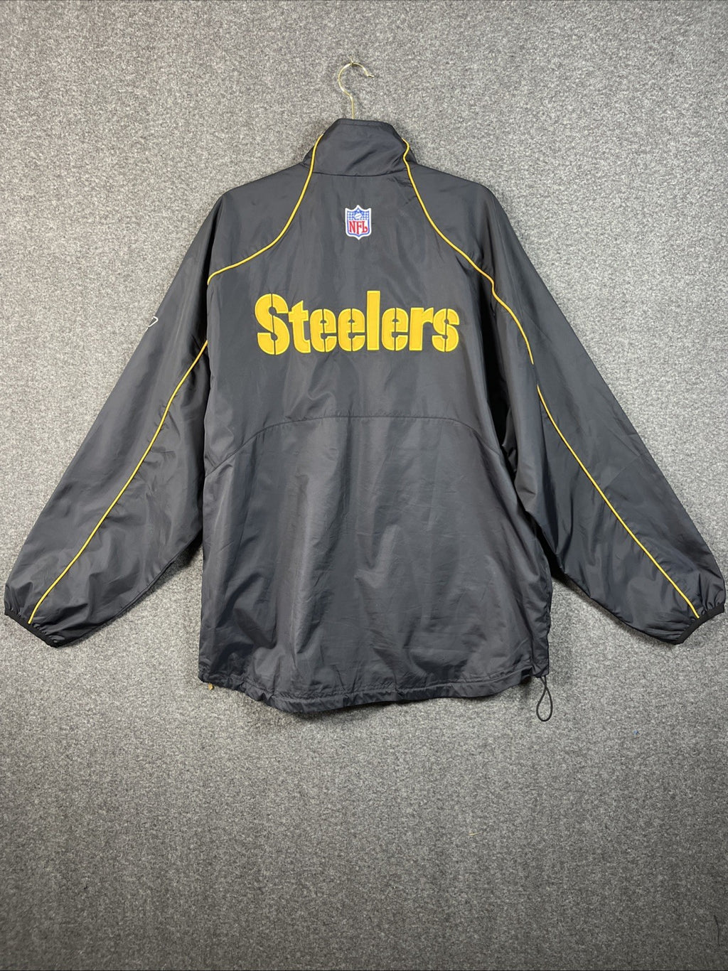 Pittsburgh Steelers Reebok 1/4 Zip Jacket Size Large Pullover Black Yellow