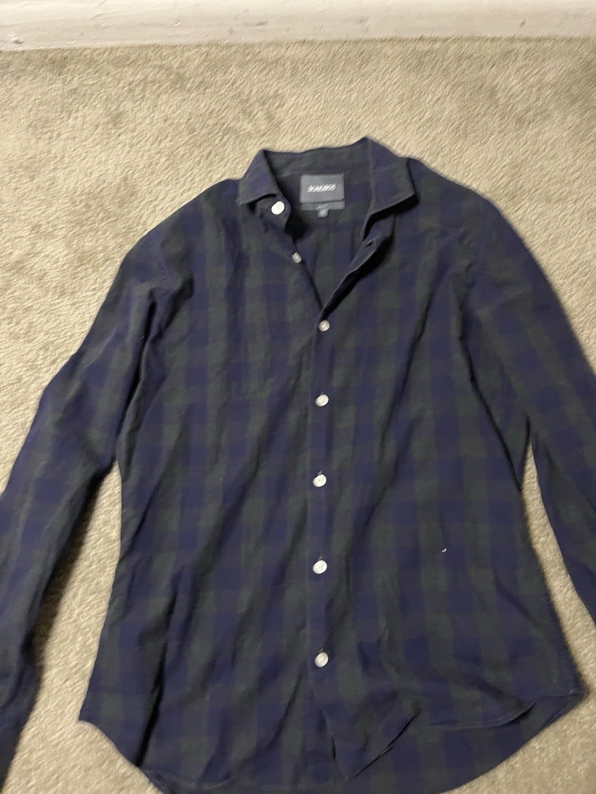 Bonobos Long Sleeve Slim Fit Polo Shirt Button Down Dark Blue Medium 