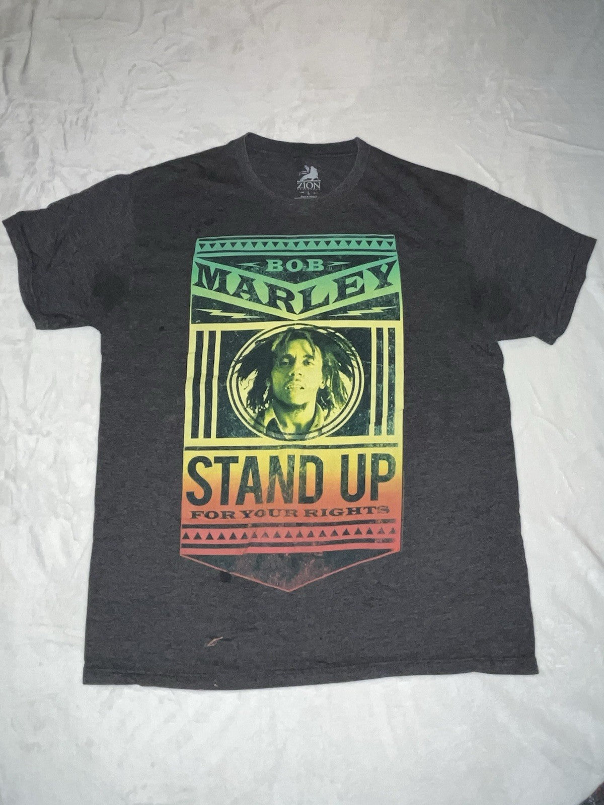 Bob Marley Stand Up For your Rights Graphic T Shirt Men’s Gray Size Large Crew 