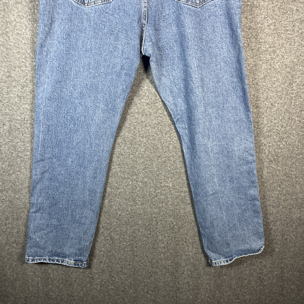 Wrangler Straight Fit Jeans Mens 36x30 Blue Denim Cotton Button Front Zip Fly
