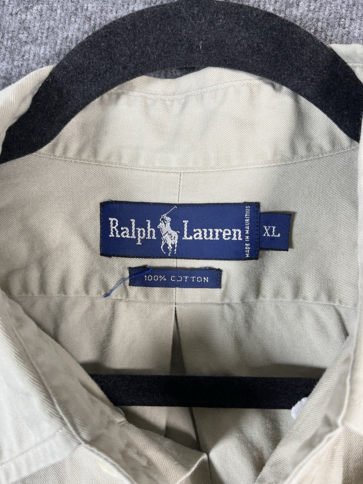 Polo Ralph Lauren Men's XL Big Shirt Beige Button-Down Long Sleeve 100% Cotton