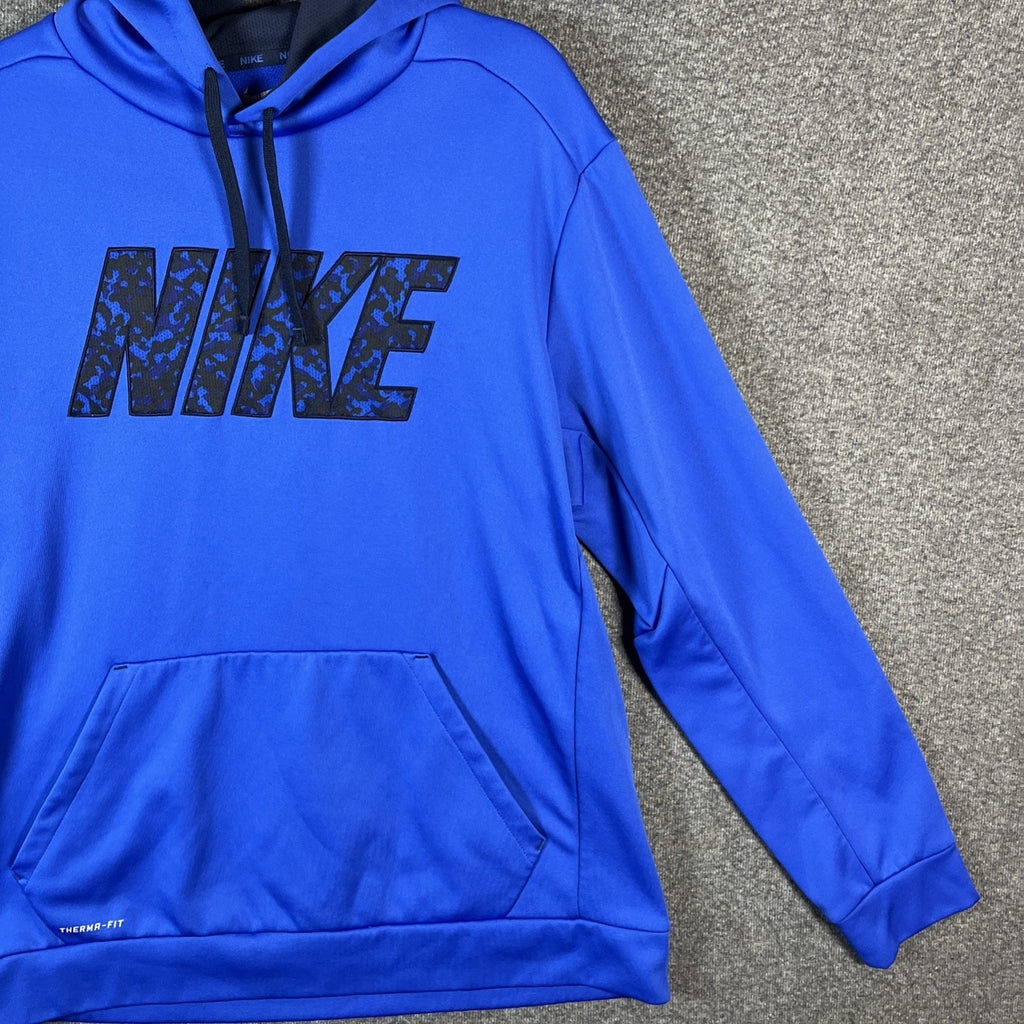 Nike blue thermal fit hoodie extra large men’s 100% polyester activewear pull on