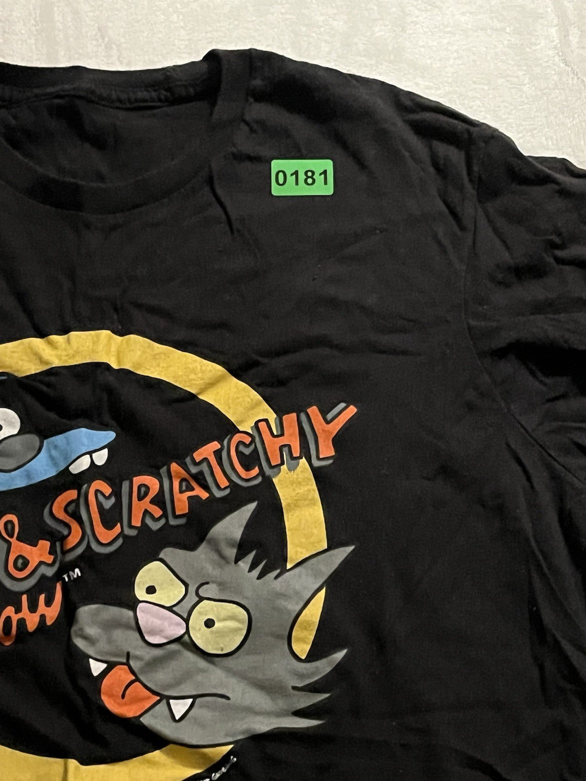 Simpsons Itchy And Scratchy Graphic Y Shirt Men’s Medium Black Crew Neck 