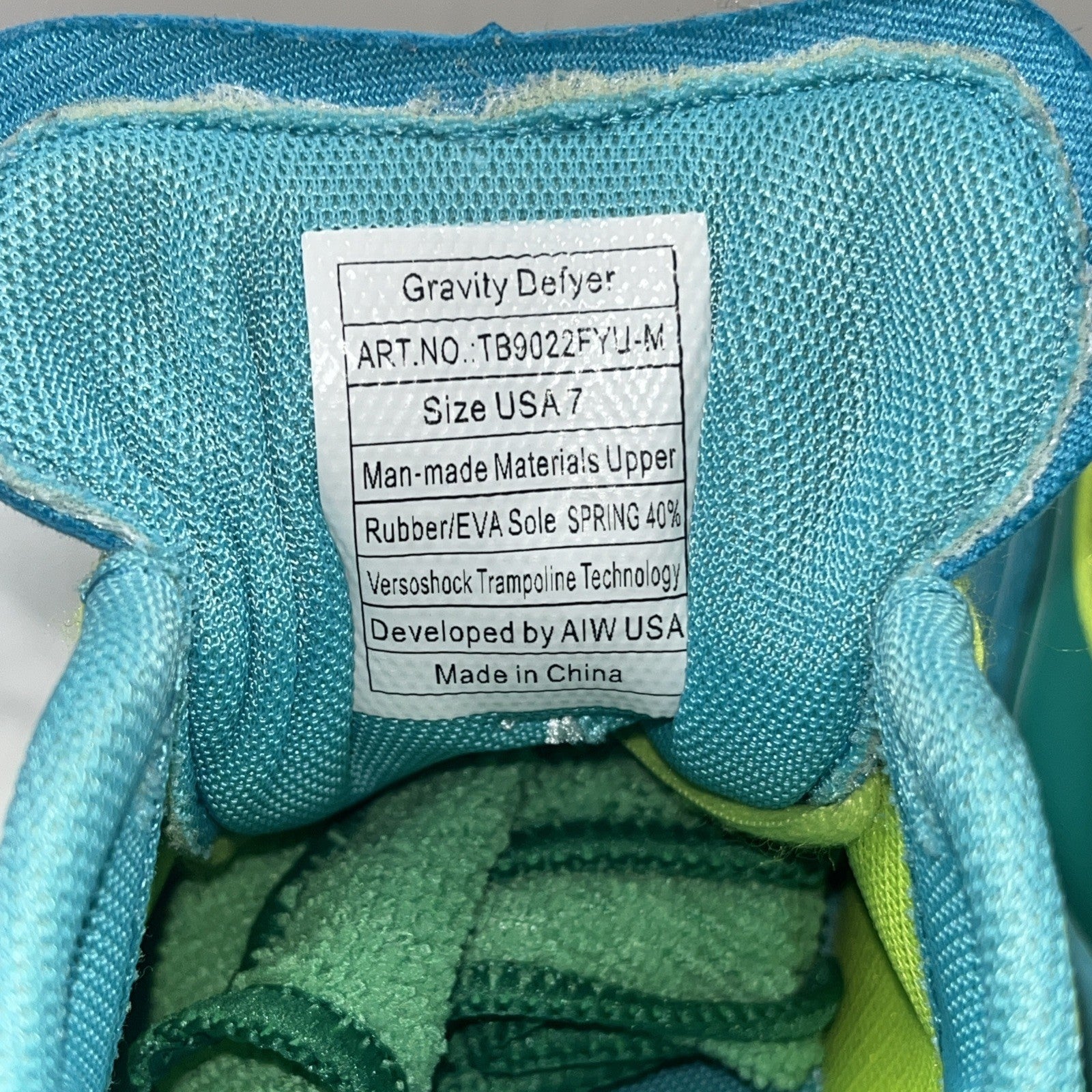 Gdefy ION Womens Gravity Defying Comfort Shoes Green And Blue Wallking Size 7 
