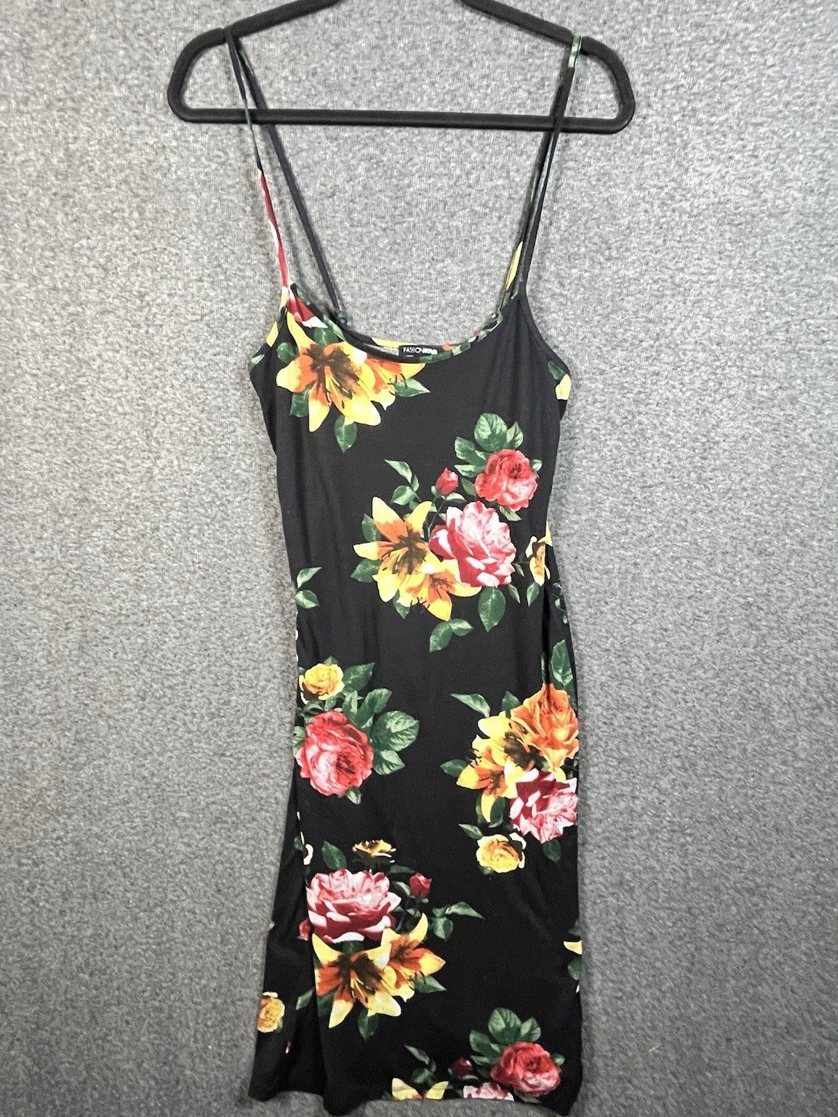 Fashion Nova floral print bodycon midi dress M 