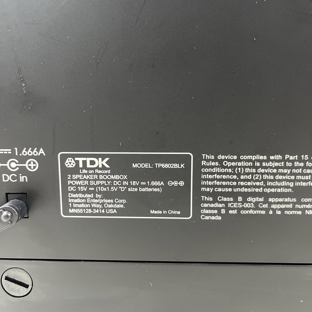 TDK 2 Speaker Boombox Life On Record TP6802BLK
