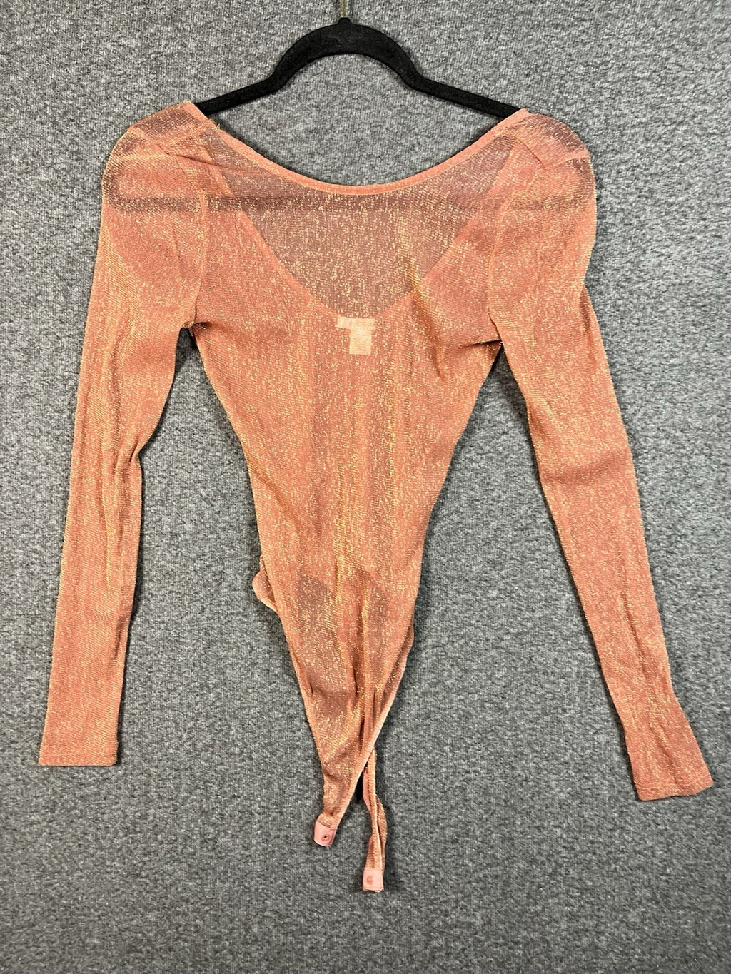 Bozzolo Velvet Glove Bodysuit in peach Mesh Medium Long sleeve 