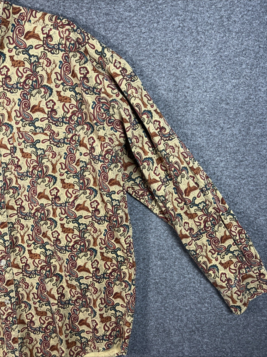 vintage Banana Republic button-down shirt Paisley Animal Safari &Travel Co. L 
