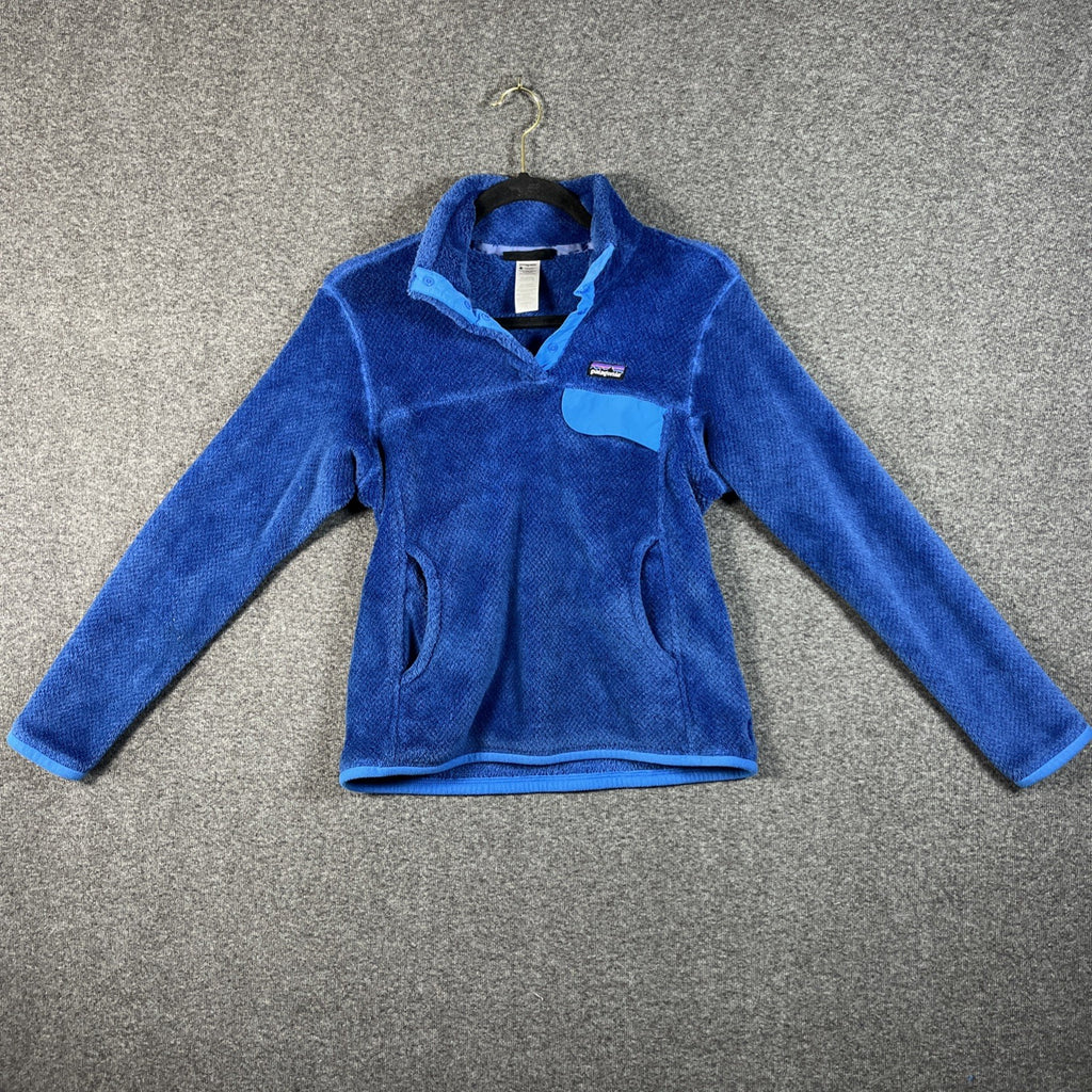 Patagonia Jacket Women S Blue Re-Tool Snap T Pullover Sweater Pockets Polartec