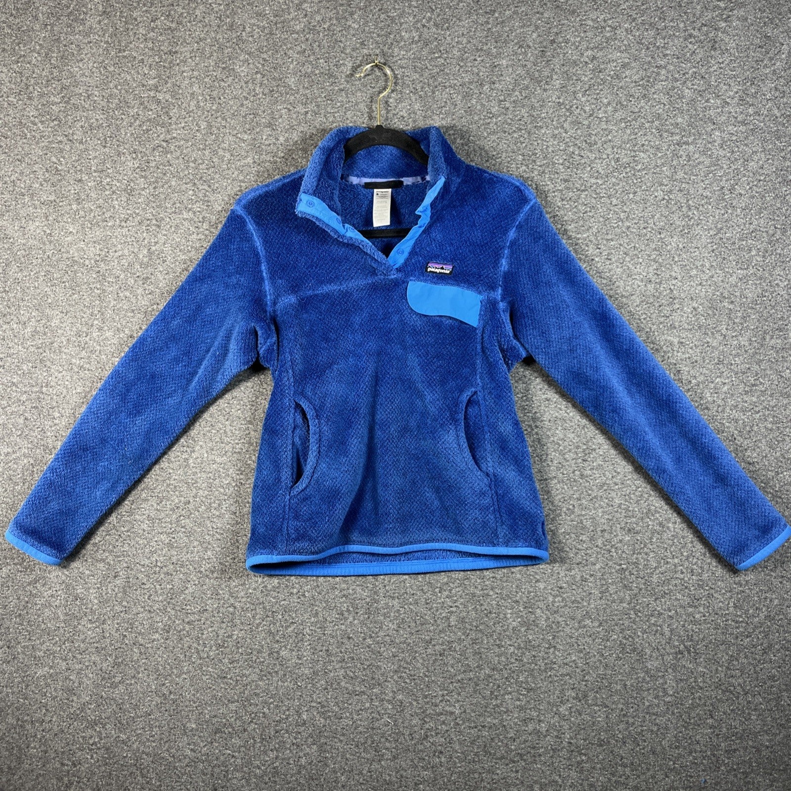 Patagonia Jacket Women S Blue Re-Tool Snap T Pullover Sweater Pockets Polartec