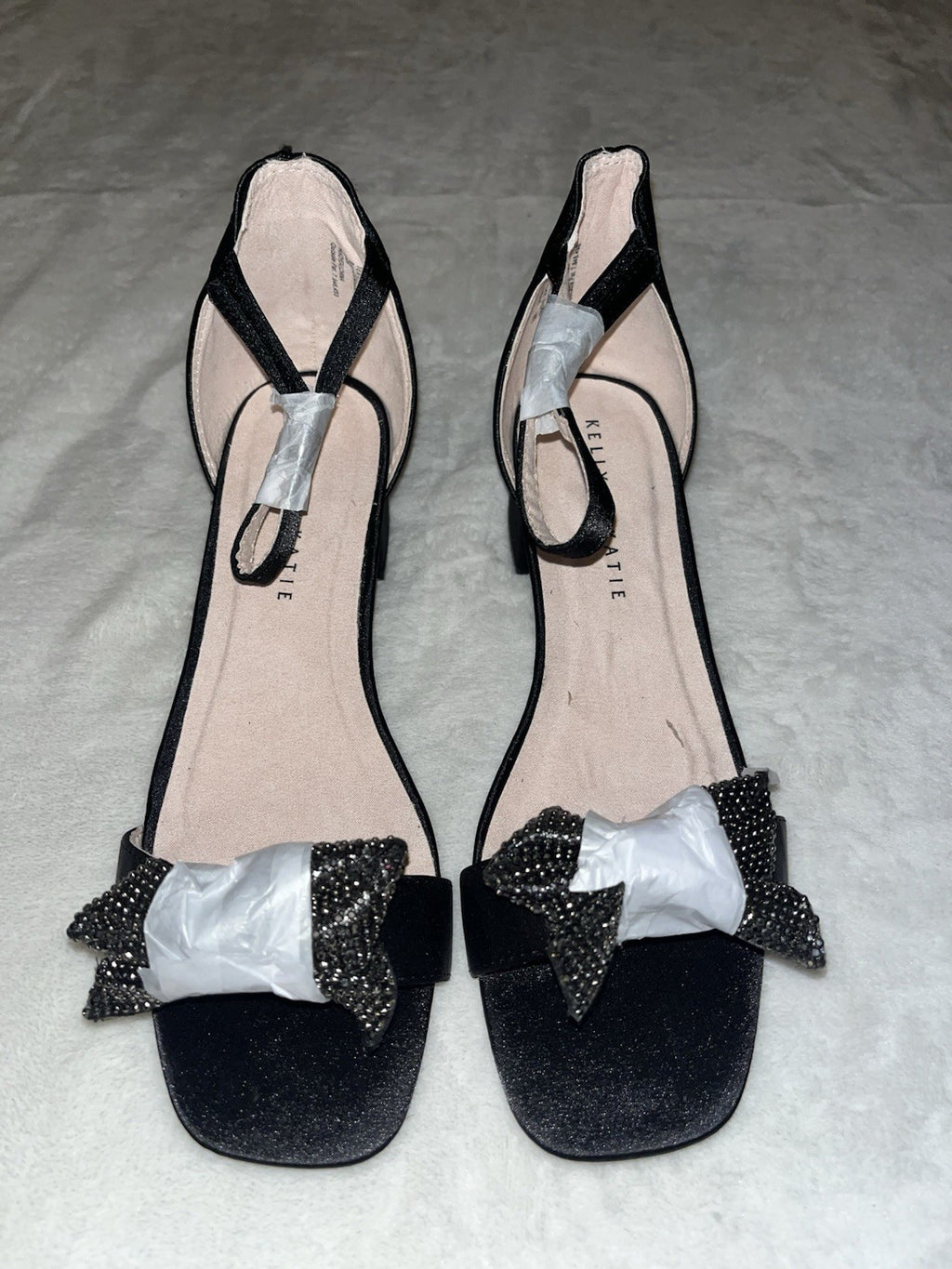 Kelly And Katie Sandals Black Heel Ankle Strap Buckle Size 5 Womens