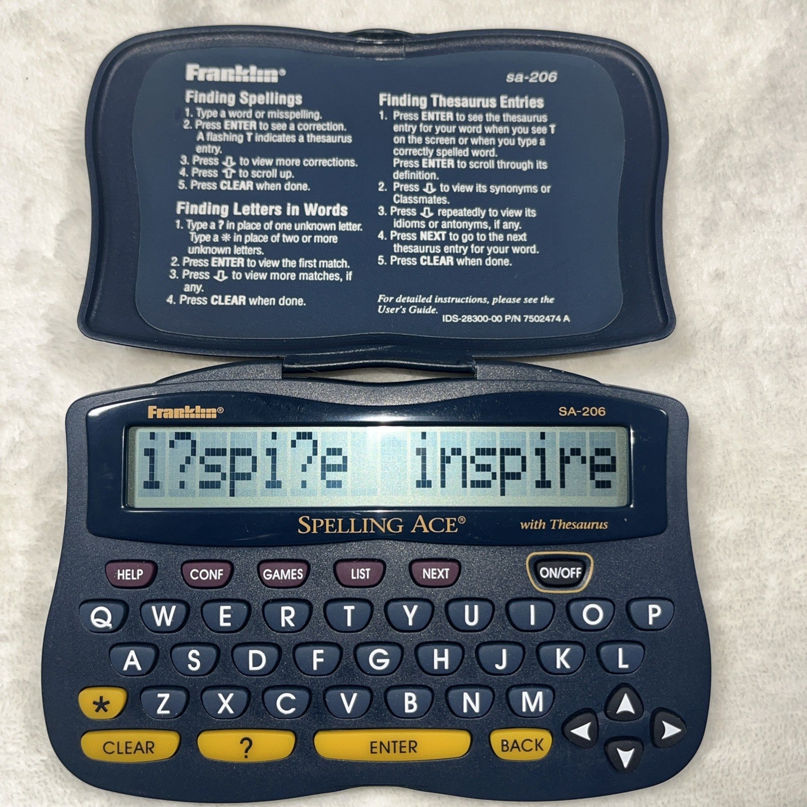 Franklin Spelling Ace SA-206 1994-2000 Tested Working Thesaurus 