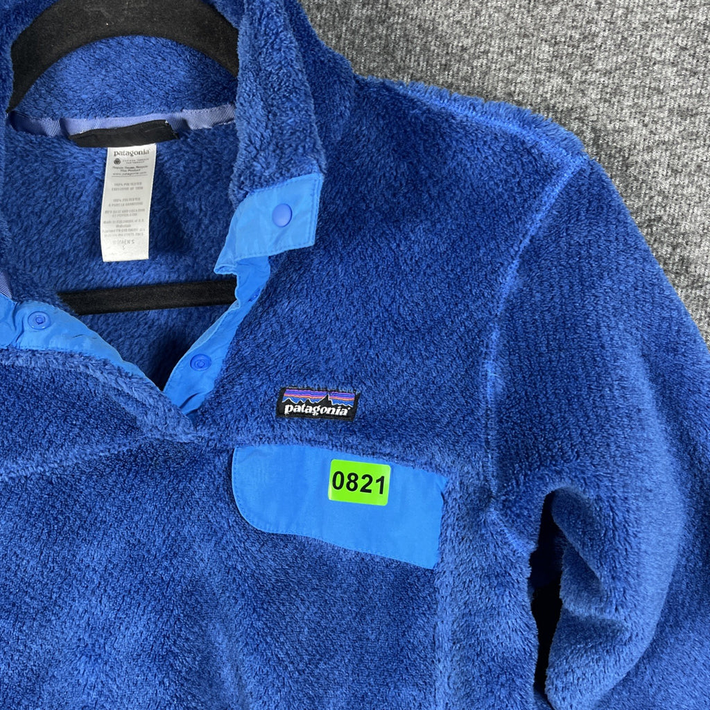 Patagonia Jacket Women S Blue Re-Tool Snap T Pullover Sweater Pockets Polartec