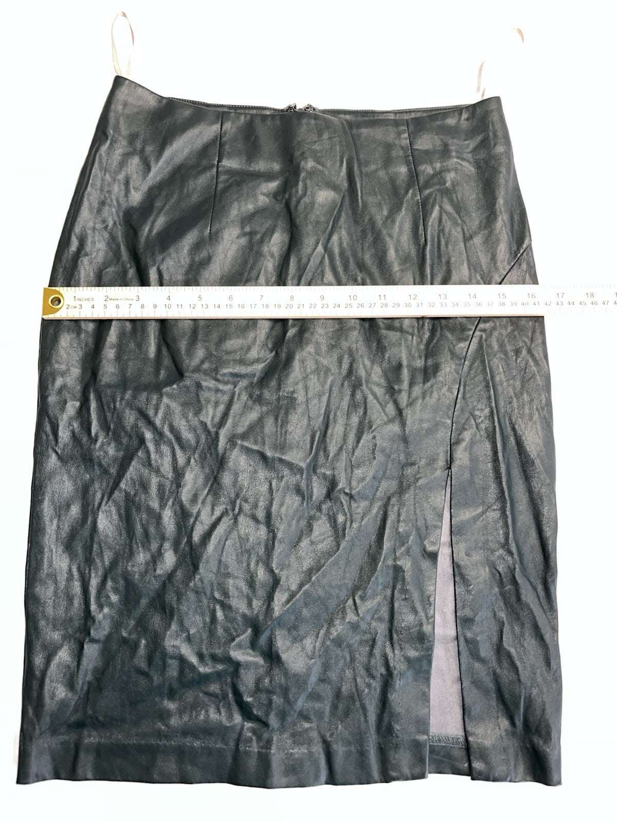 Missguided Faux Leather wrap midi Short Skirt Slit Green Women’s Small