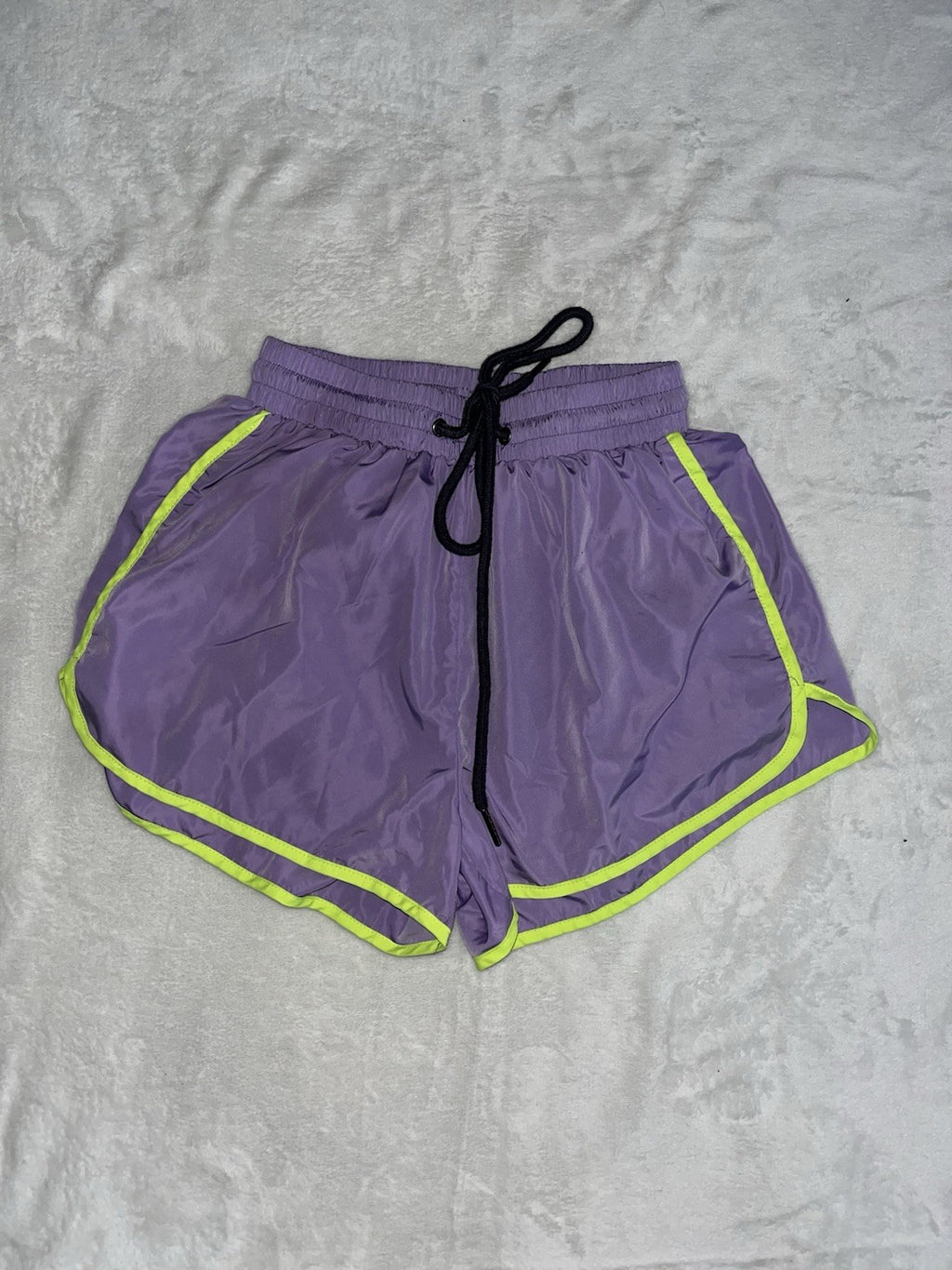 Fashion Nova Athletic Shorts XS Purple/Neon Drawstring Gym Running Nylon 