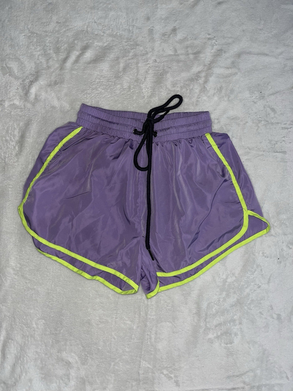 Fashion Nova Athletic Shorts XS Purple/Neon Drawstring Gym Running Nylon 
