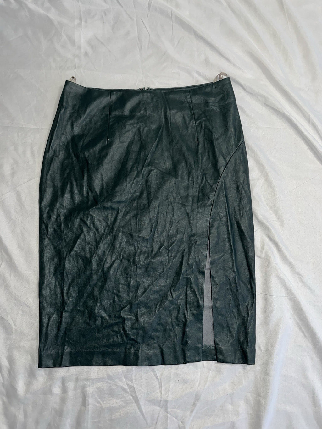 Missguided Faux Leather wrap midi Short Skirt Slit Green Women’s Small