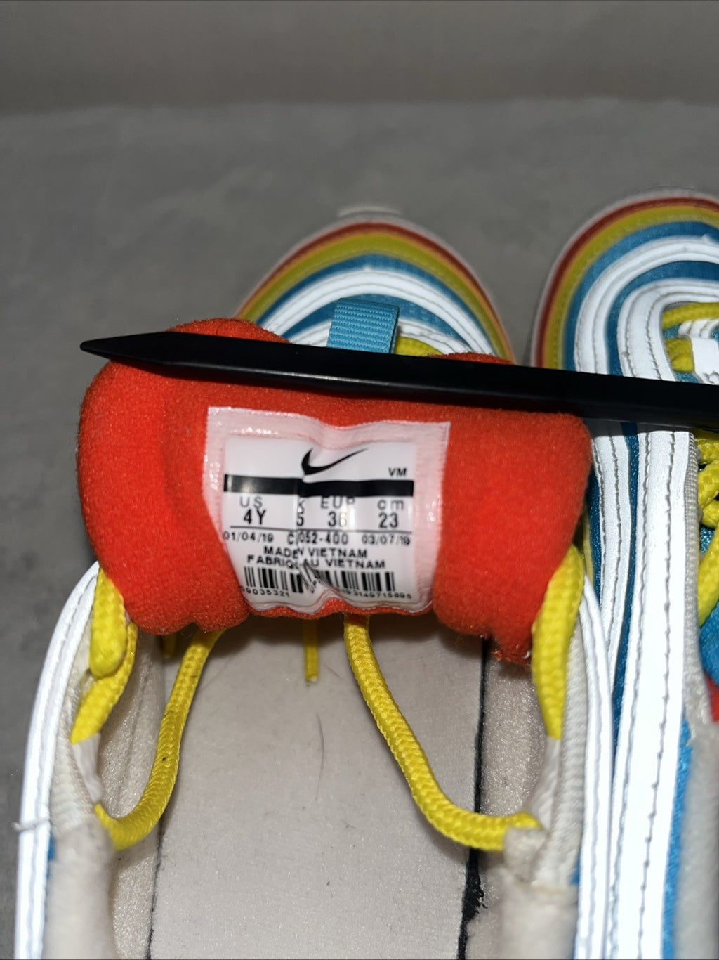Nike Air max 97 Summer Pack Youth Size 4Y Green Yellow Blue Red White Good Cond