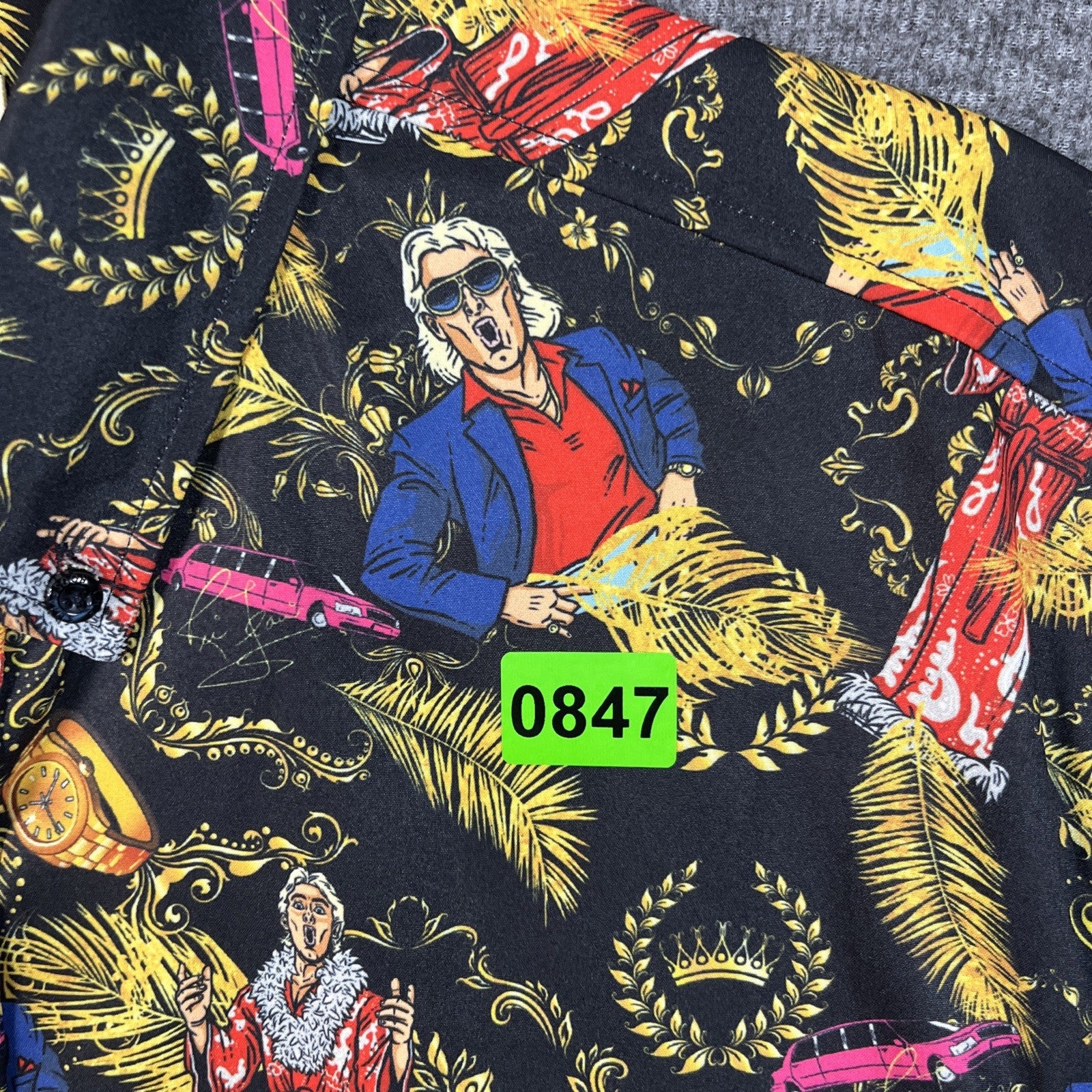 RSVLTS WWE Legends Ric Flair "Nature Boy" short-sleeve button-down shirt M Mens 