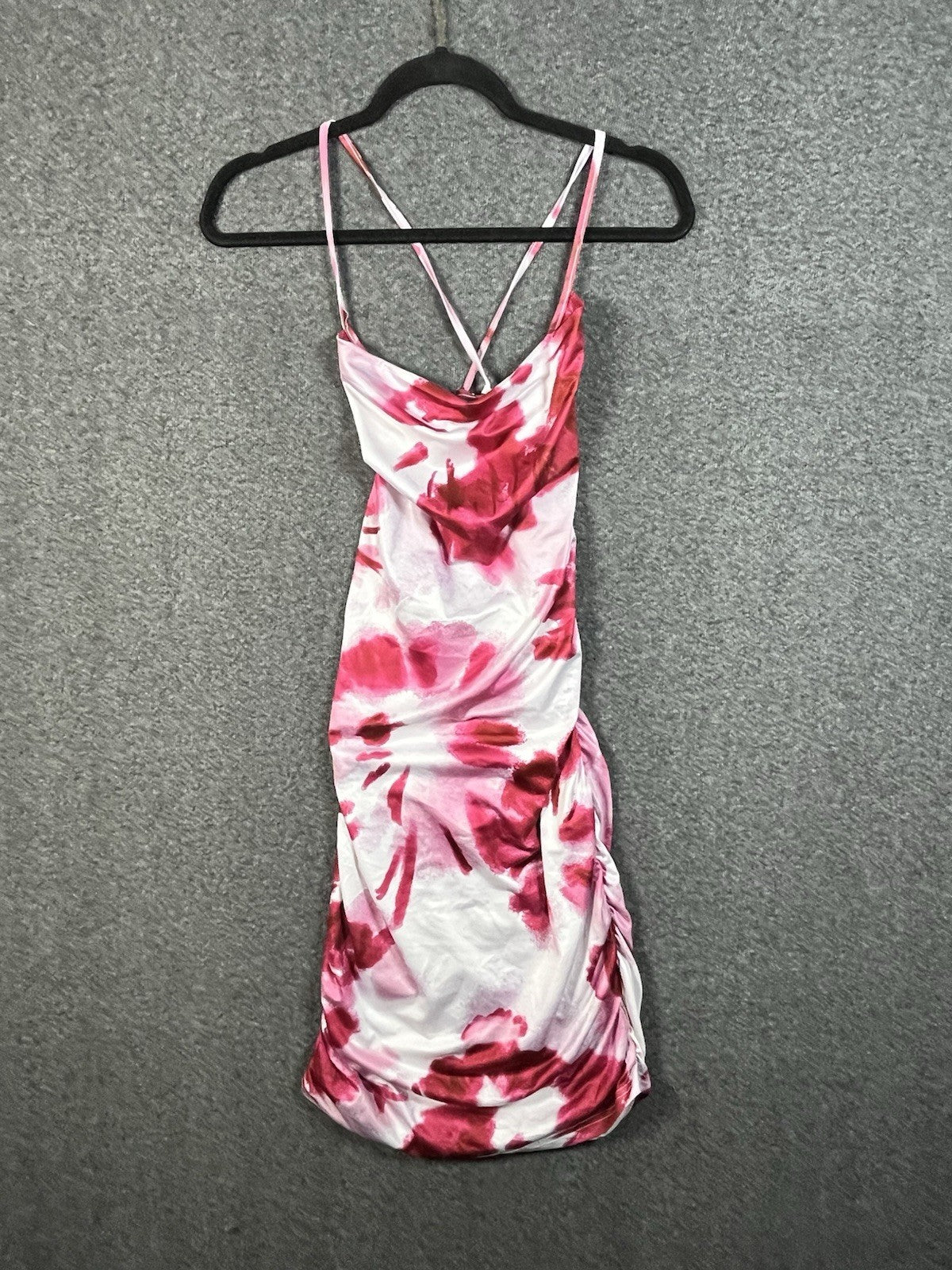 SHEIN tie-dye crisscross tie backless ruched cami dress Women’s L