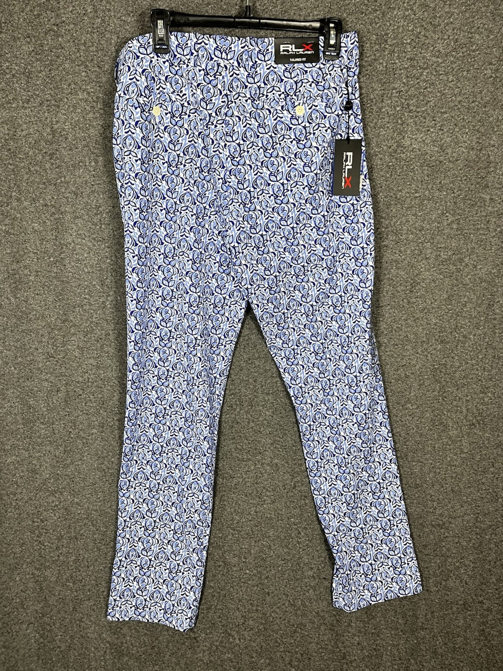RLX RALPH LAUREN POLO WATER REPELLENT GOLF PANTS FISH PRINT BLUE 33x32 34 NWTS