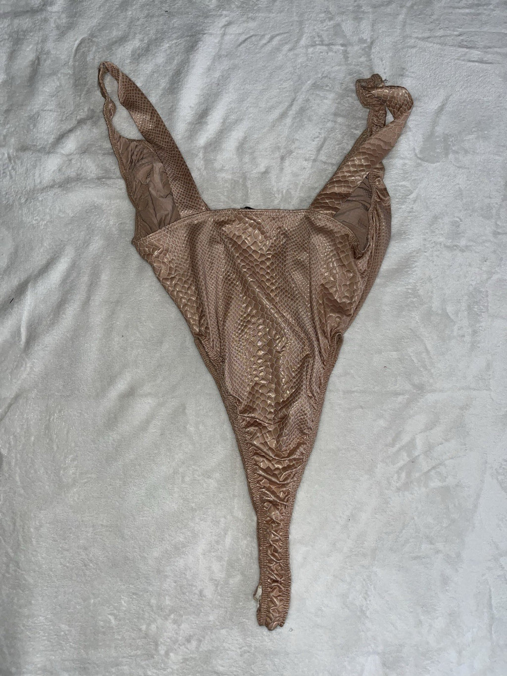 Fashion Nova Tan Snake Skin One Piece Bikini Small Made In Mexico