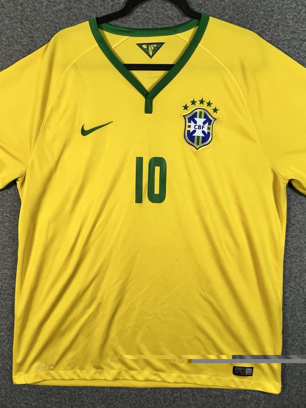 VTG Nike Brazil Nation Football Team PELE number 10 Jersey 2XL Dri Fit Yellow 