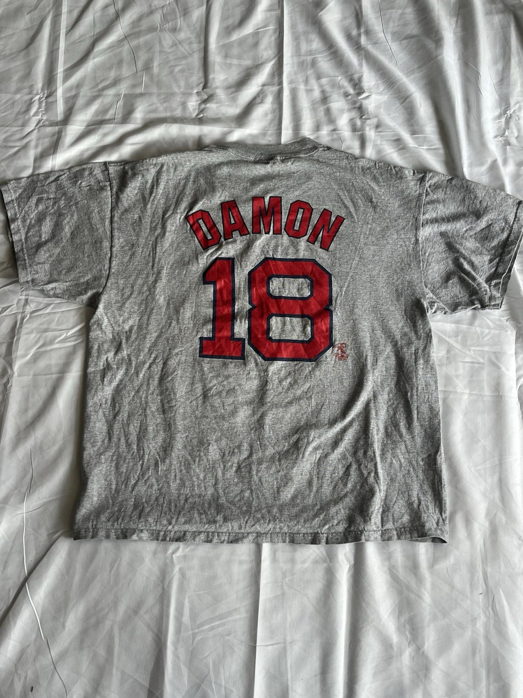 Boston Red Sox Johnny Damon 18 Gray T Shirt Men XL 