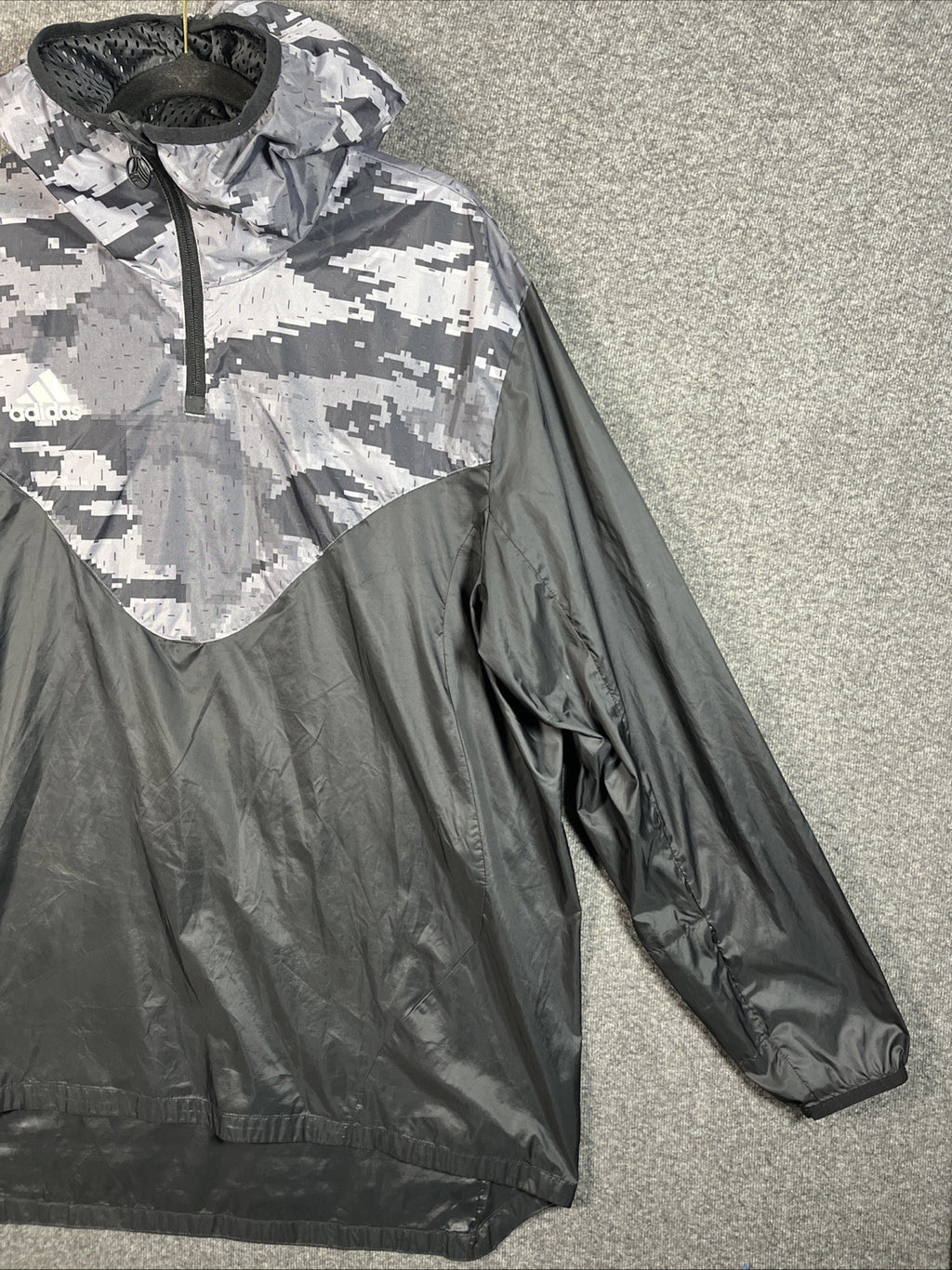 Adidas Soccer Tan ADV Windbreaker Camouflage Jacket 1/4 Zip Men’s XL Black 