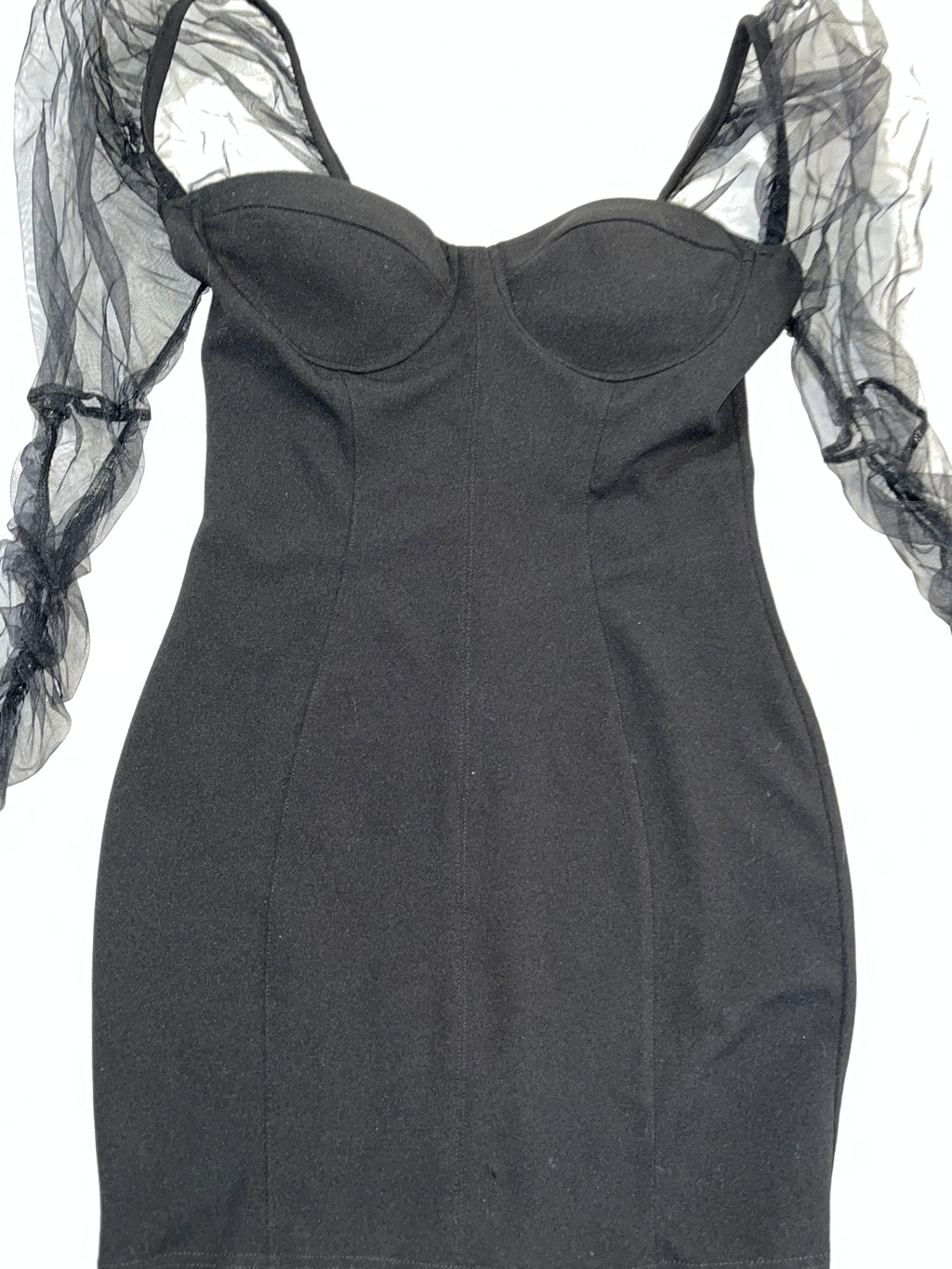 Sheer Sleeve Black Dress