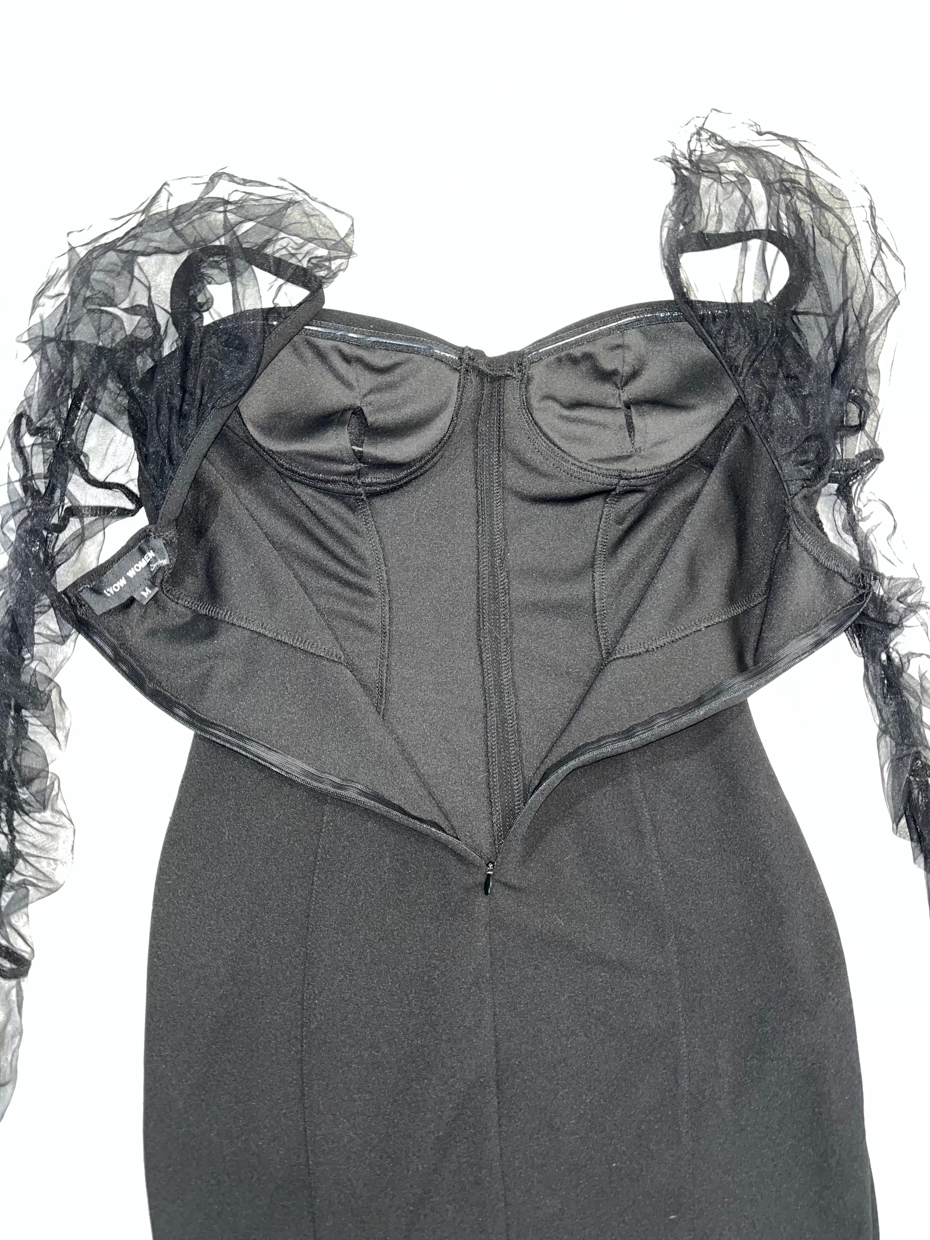 Sheer Sleeve Black Dress