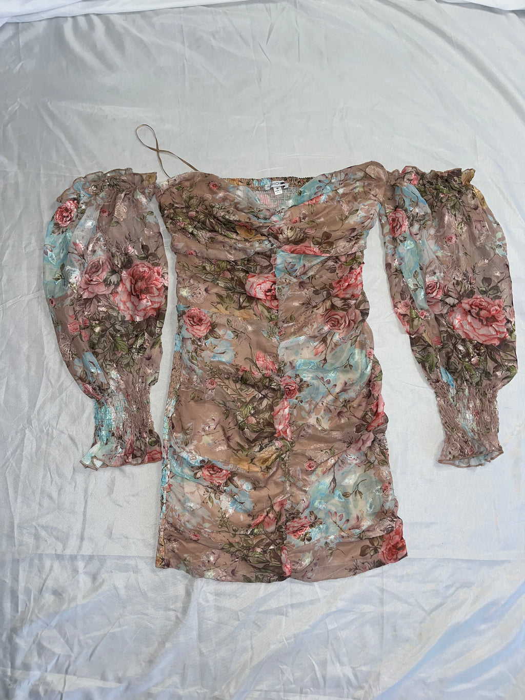 Floral Long Sleeve Tube Dress