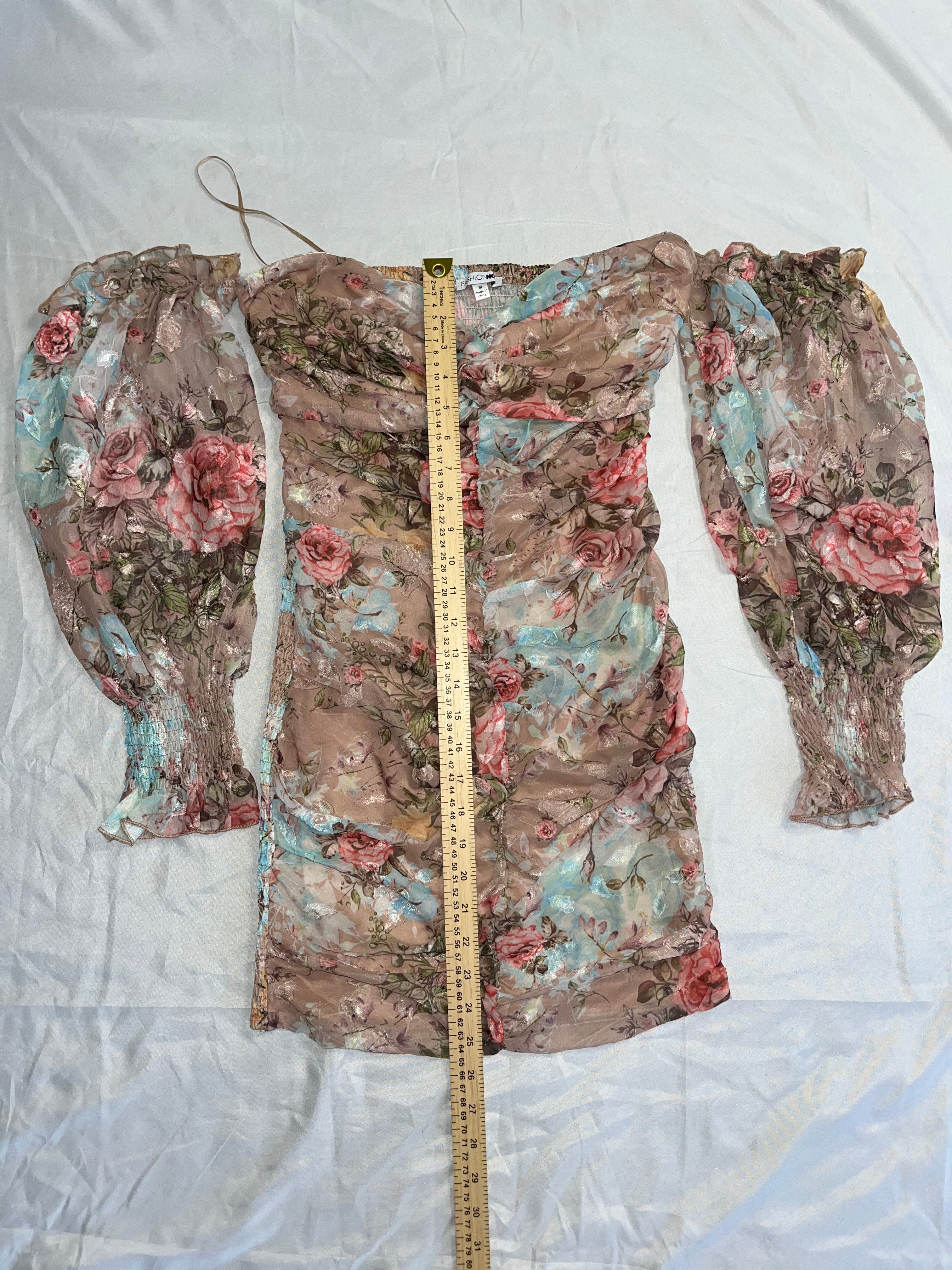 Floral Long Sleeve Tube Dress