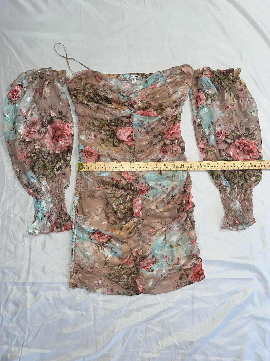 Floral Long Sleeve Tube Dress