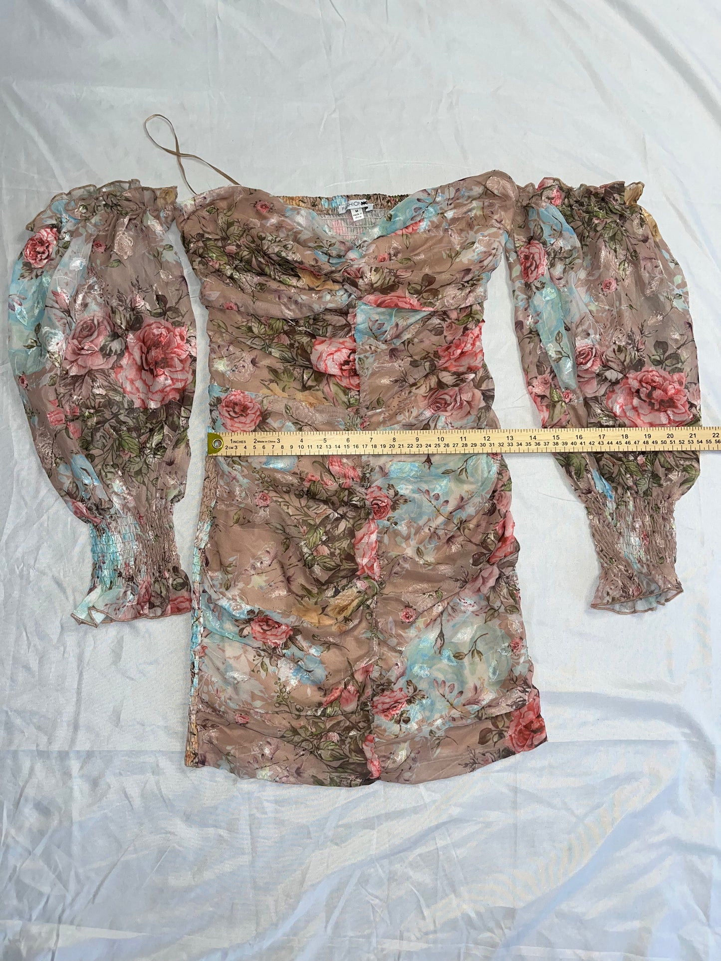 Floral Long Sleeve Tube Dress