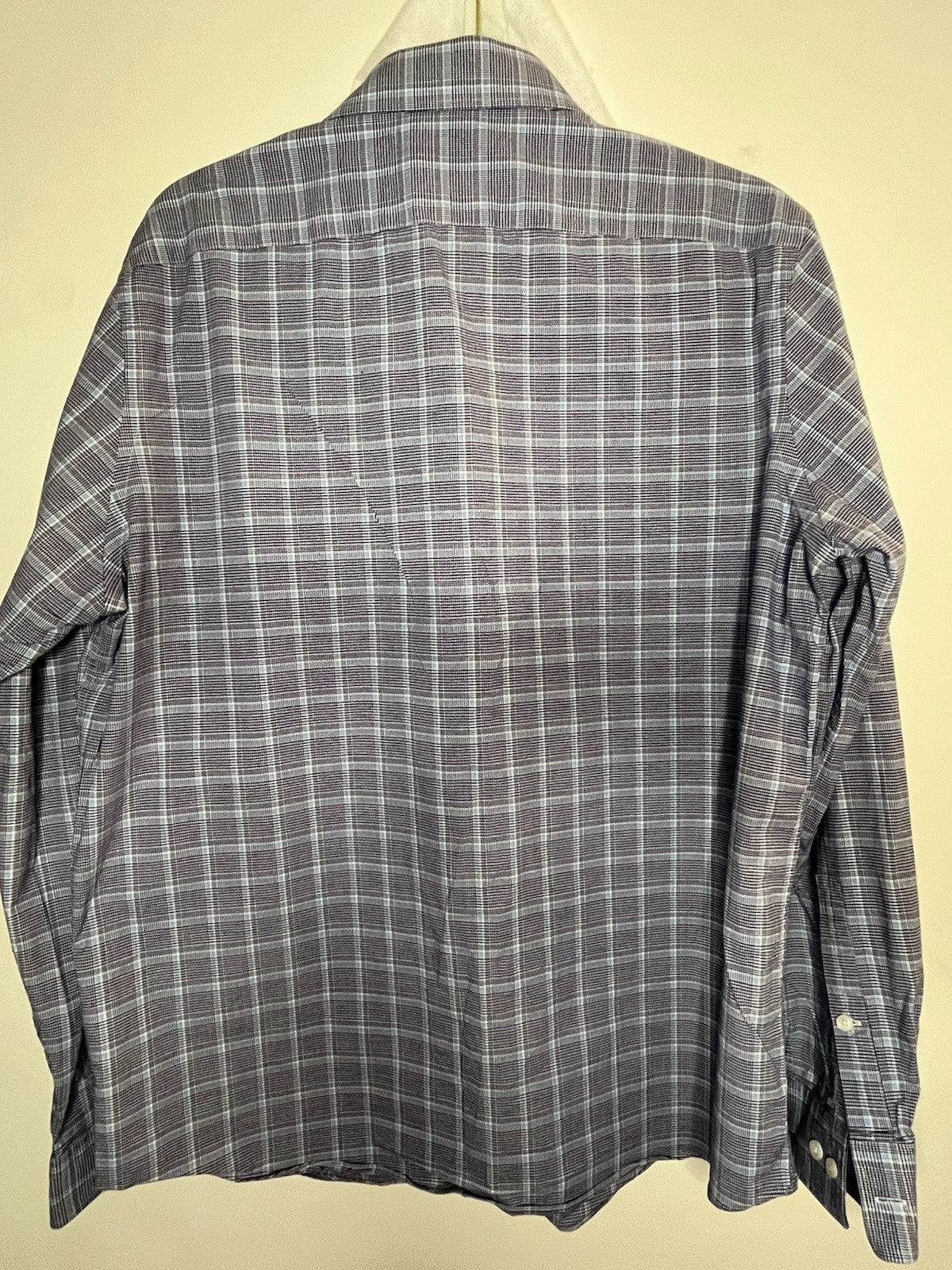 Michael Kors Blue Plaid Dress Shirt Size Large 