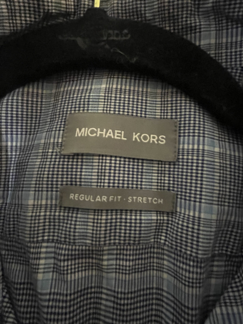 Michael Kors Blue Plaid Dress Shirt Size Large 