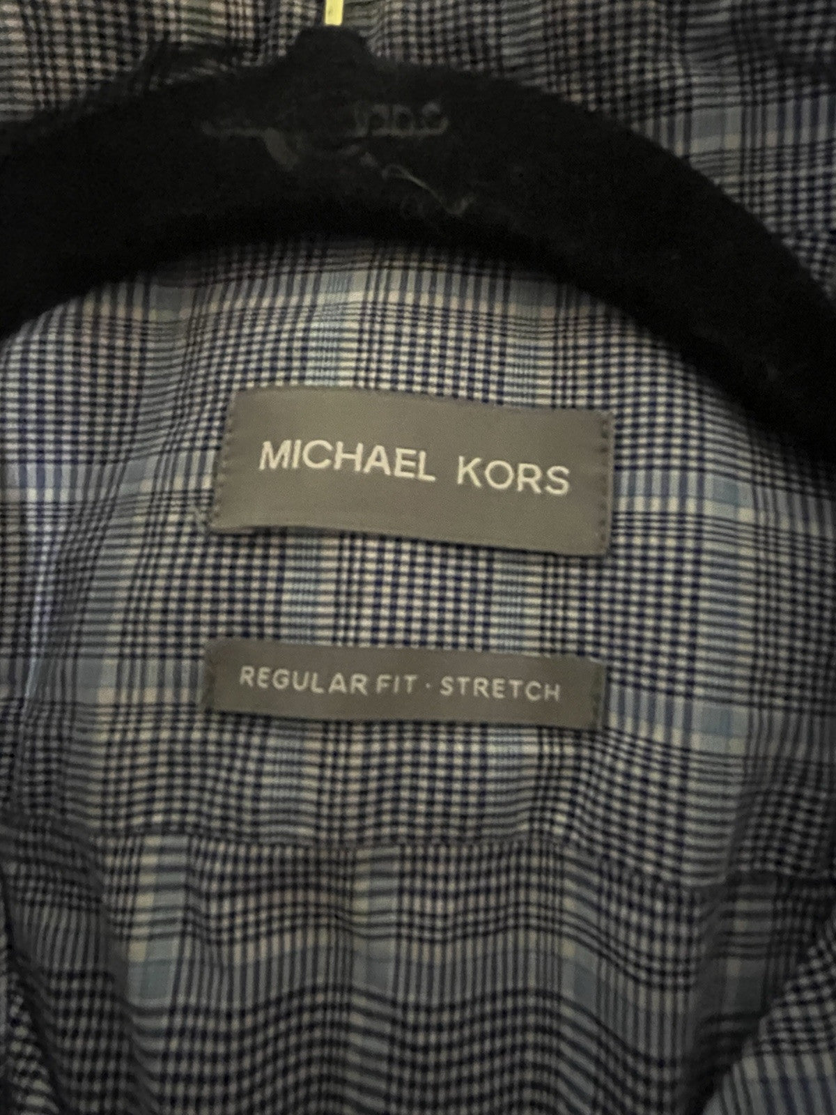 Michael Kors Blue Plaid Dress Shirt Size Large 