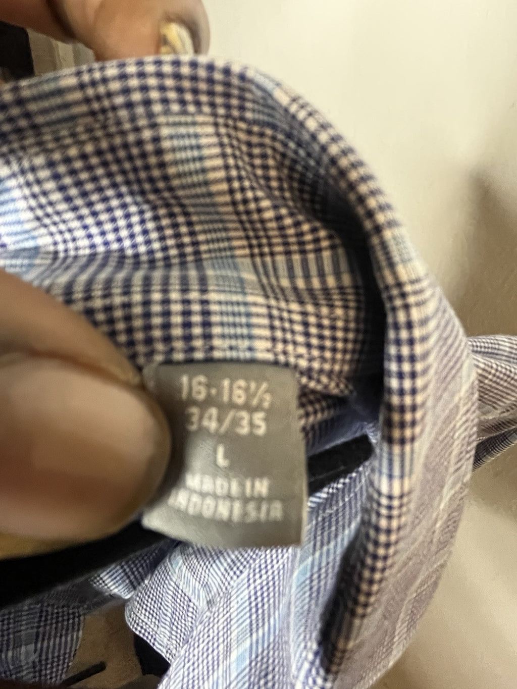 Michael Kors Blue Plaid Dress Shirt Size Large 