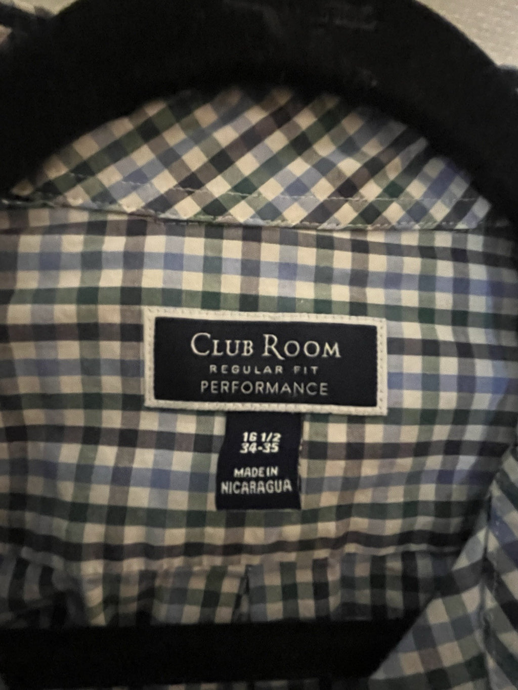 Club Room Performance Blue Green Black Plaid Pattern Size L 