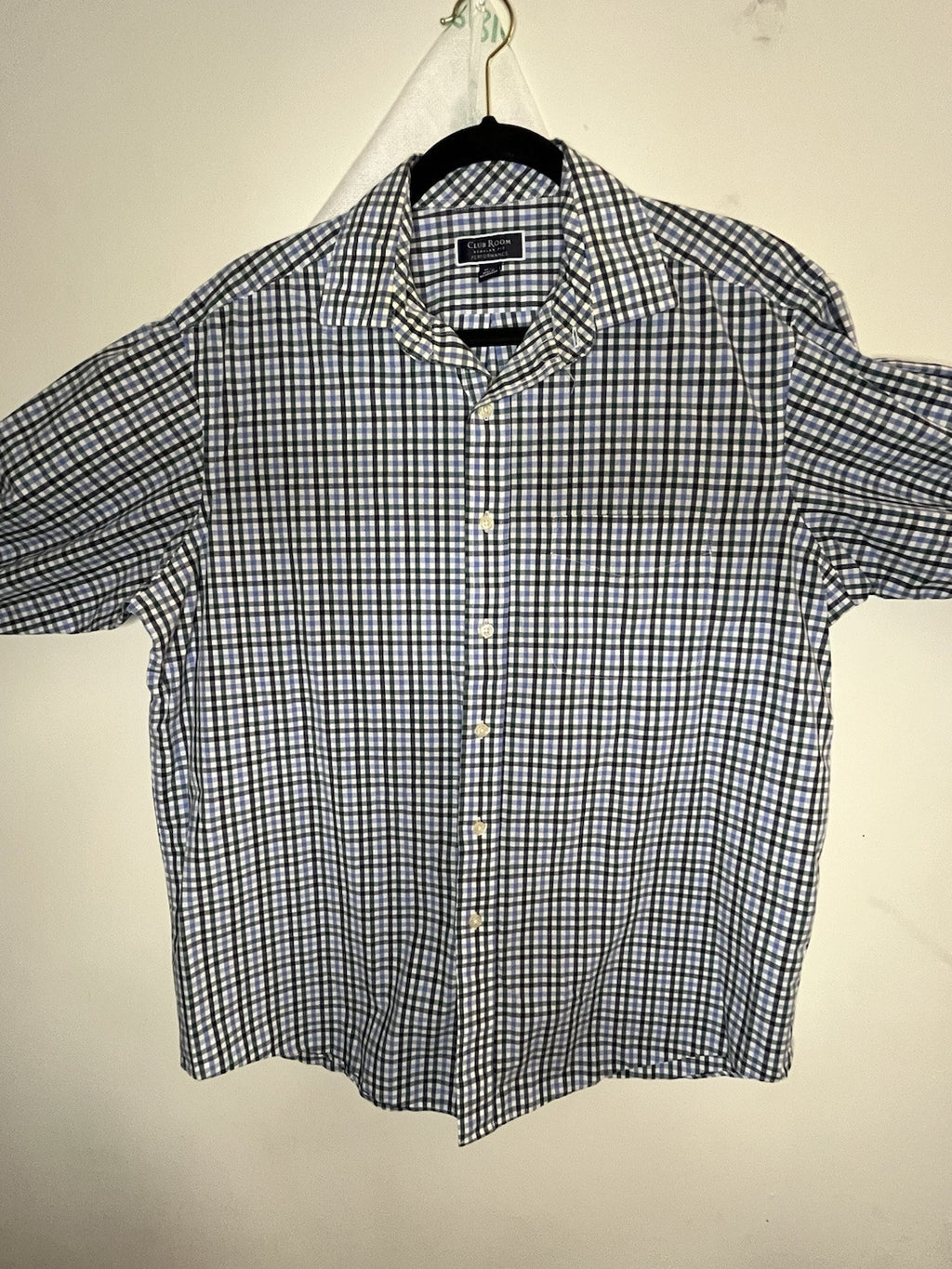 Club Room Performance Blue Green Black Plaid Pattern Size L 
